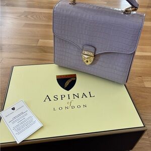 Aspinal of London Lilac Croc-Embossed Top-Handle Bag
